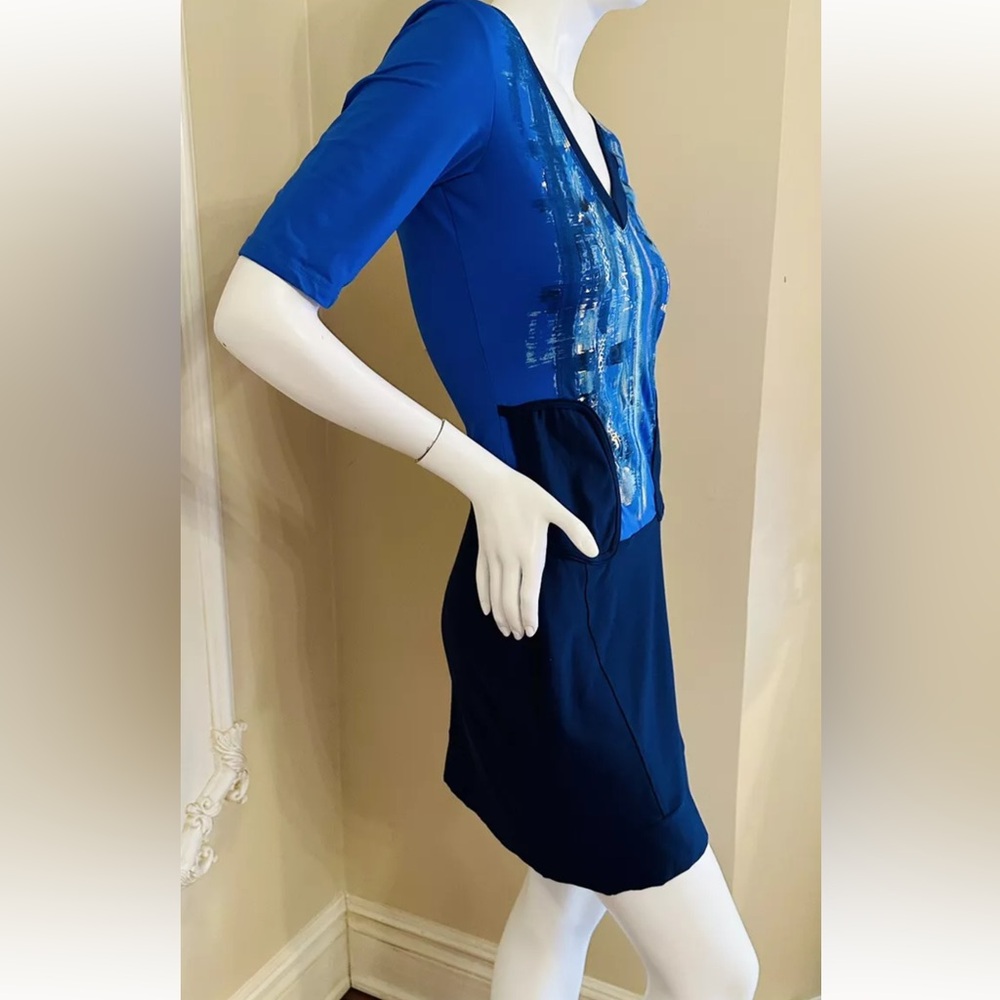 LEGATTE BLUE MINI DRESS MADE IN ITALY SIZE 6 US 42 IT FR 38 EU 38